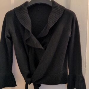 Magaschoni Black Ruffled Wrap Cardigan